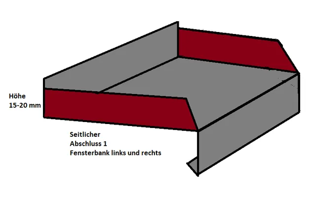 Grafik eines seitlichem Abschlusses 1 für Fensterbank links und rechts